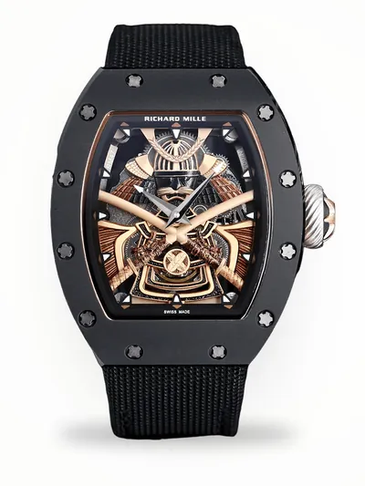 Luxury Richard Mille RM 47 Replica – Best Swiss Skeleton Tourbillon Watch With Ceramic Case & Samurai Design