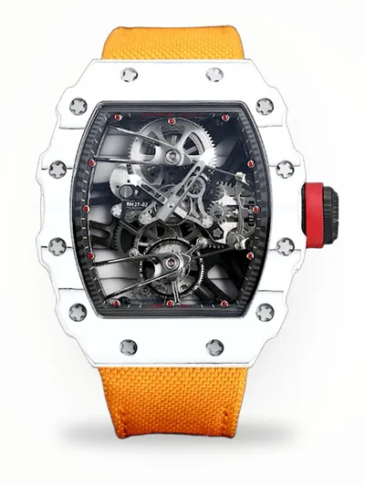 Luxury Swiss Richard Mille RM 27-02 Replica Rafael Nadal Floating Tourbillon Watch – Carbon TPT Case, Orange Nylon Strap