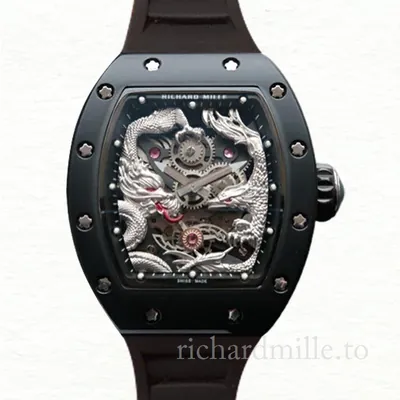 Richard Mille RM57-01 Men Mechanical Rubber Band Silver Dragon and Phoenix Dial