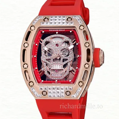 Richard Mille RM 052 Men Automatic Diamonds Skull Dial Stainless Steel Rubber Band