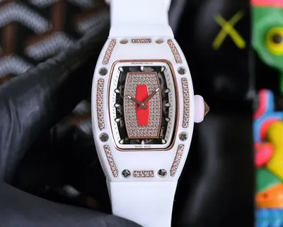 Richard Mille RM007 Diamond Dial White Rubber Band Watch
