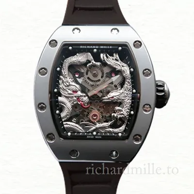 Richard Mille RM57-01 Mechanical Men Stainless Steel Silver Dragon and Phoenix Dial Rubber Band