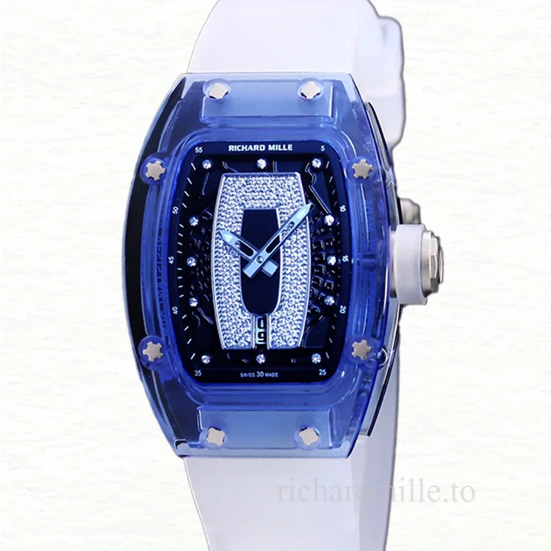 Richard Mille RM 07-02 Automatic Ladies Black With Diamonds Dial Acrylic Rubber Band