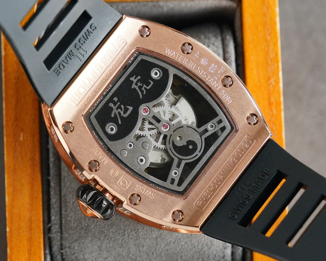 Richard Mille RM 51-01 Automatic Men Transparent Dial Rubber Band Watch