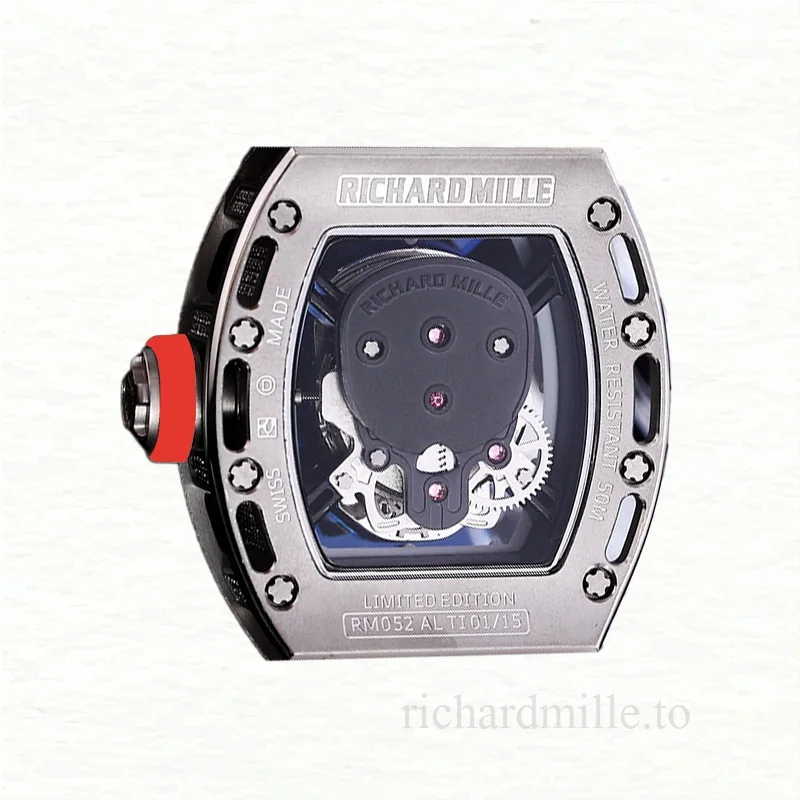 Richard Mille RM 052 Men Automatic Stainless Steel Diamonds Skull Dial Watch