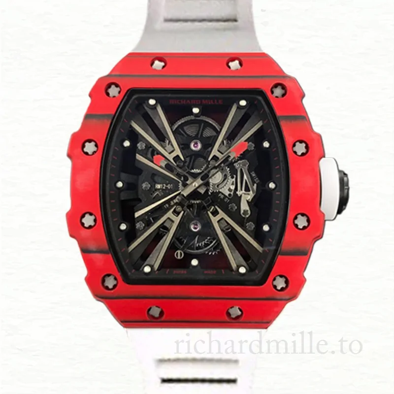 Richard Mille RM12-01 Mechanical Men Transparent Dial Watch Rubber Band