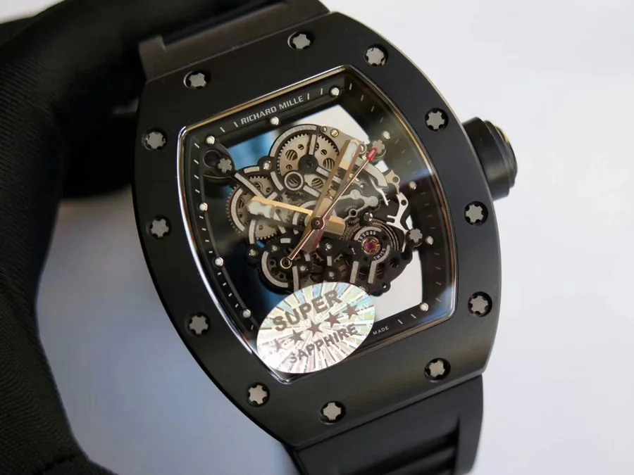 Richard Mille Replica RM 055 Black Rubber Strap