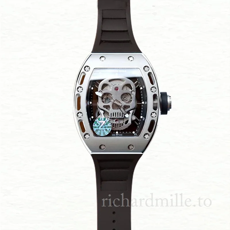 Richard Mille RM52-01 Mechanical Men Stainless Steel Rubber Band Watch