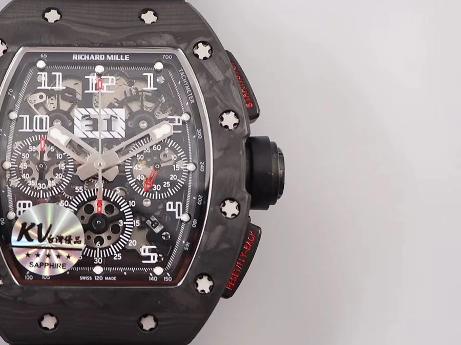 Richard Mille Replica RM 011 Black Strap Black Dial