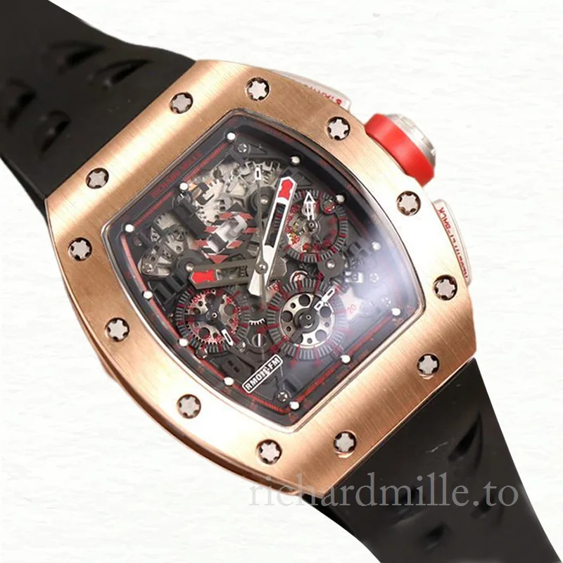 Richard Mille RM011 Automatic Men Watch Transparent Dial