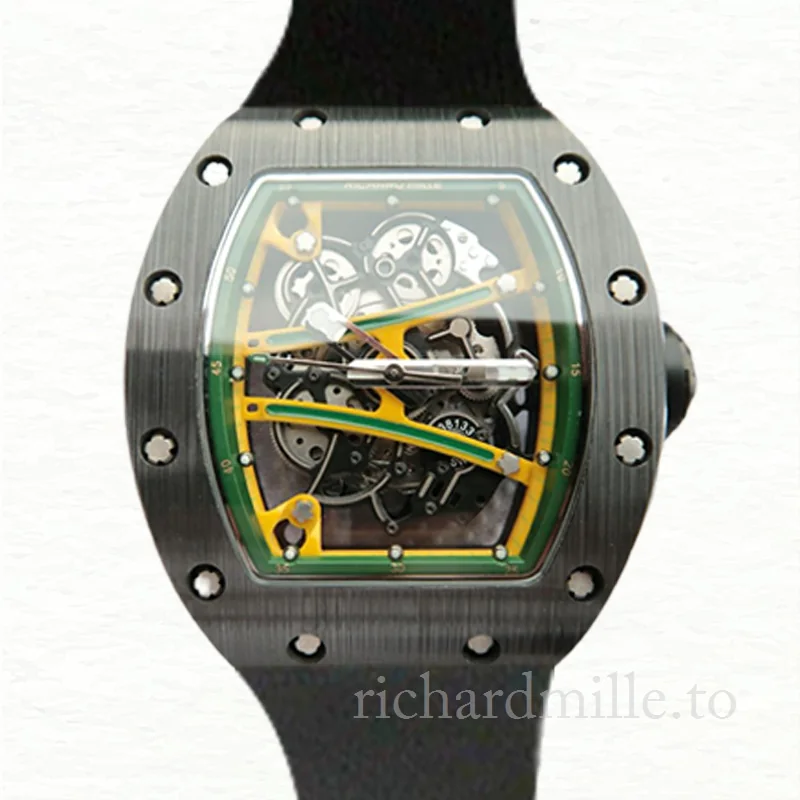 Richard Mille RM061 Men Hand Wind Rubber Band Skeleton Dial Stainless Steel