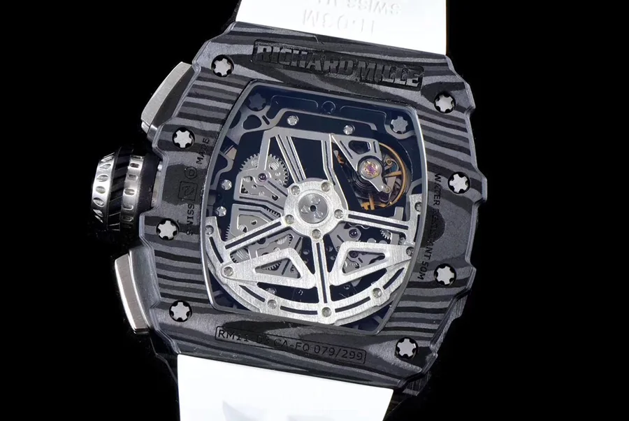 Richard Mille Replica RM 011 White Strap Carbon Fiber Bezel