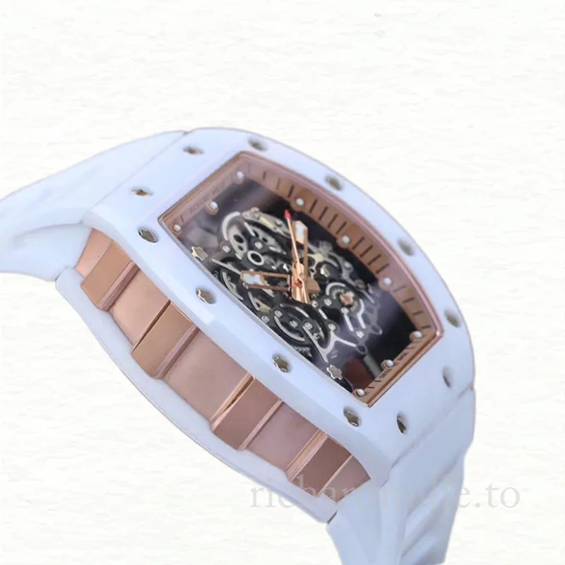 Richard Mille RM055 Men Mechanical Watch Transparent Dial Ceramics Bezel