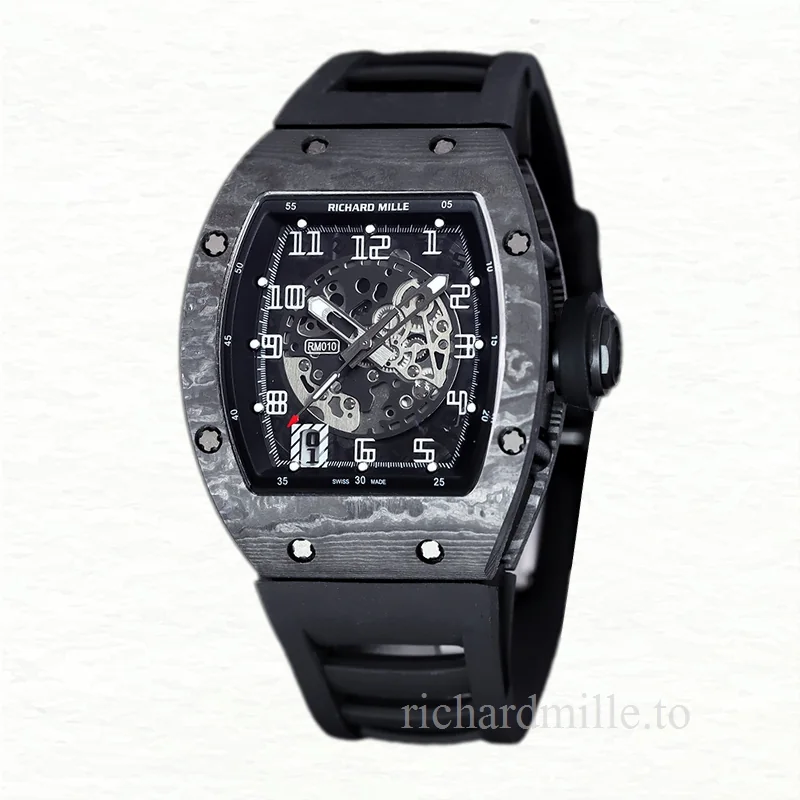 Richard Mille RM 010 Men Automatic Carbon Fiber Rubber Band