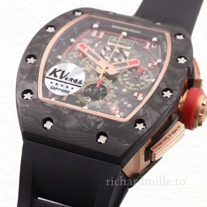 Richard Mille RM 011 Rubber Band Men's Transparent Dial Black