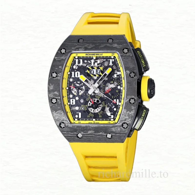 Richard Mille RM 011 Automatic Men Watch Rubber Band Carbon Fiber