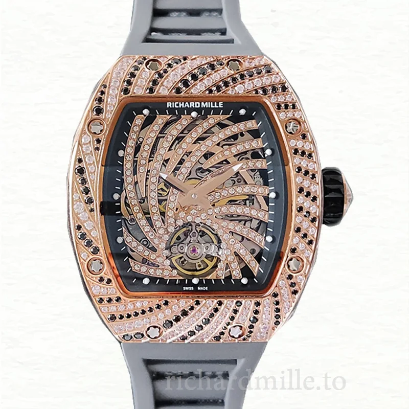 Richard Mille RM51-02 Mechanical Ladies Diamond Bezel Watch Diamond Paved Dial