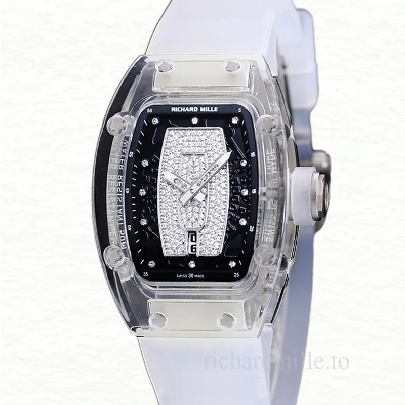 Richard Mille RM 07-02 Automatic Ladies Diamonds Dial Rubber Band Acrylic