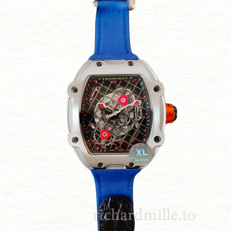 Richard Mille RM27-04 Men Mechanical Transparent Dial Nylon Strap Stainless Steel