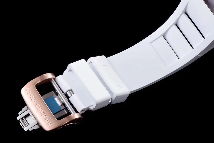 Richard Mille Replica RM 011 White Rubber Strap Open-face Digital Dial