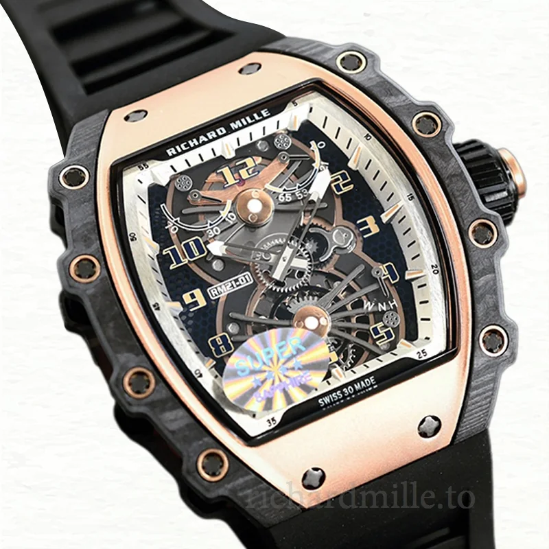 Richard Mille RM21-01 Men Automatic Rubber Band Arabic Numeral Transparent Dial