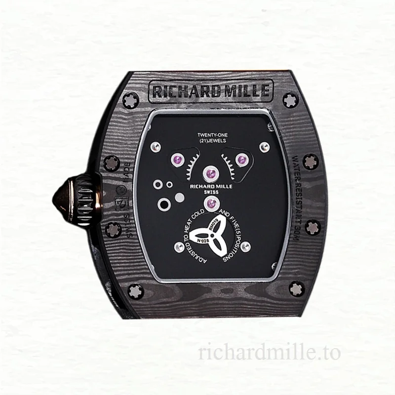 Richard Mille RM 019 Men Automatic Carbon Fiber Watch Transparent Dial
