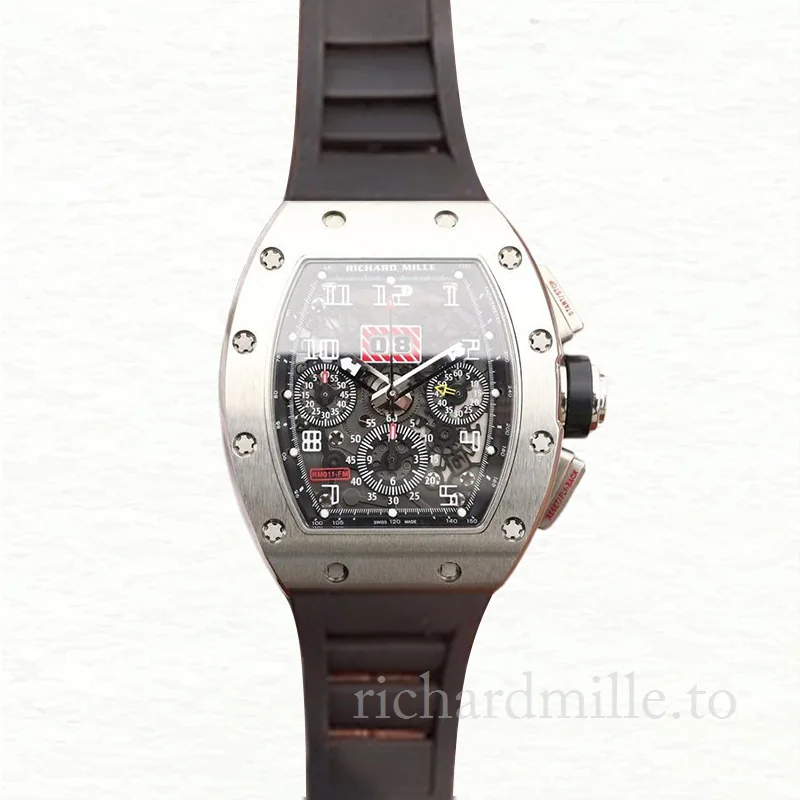 Richard Mille RM011 Automatic Men Rubber Band Transparent Dial