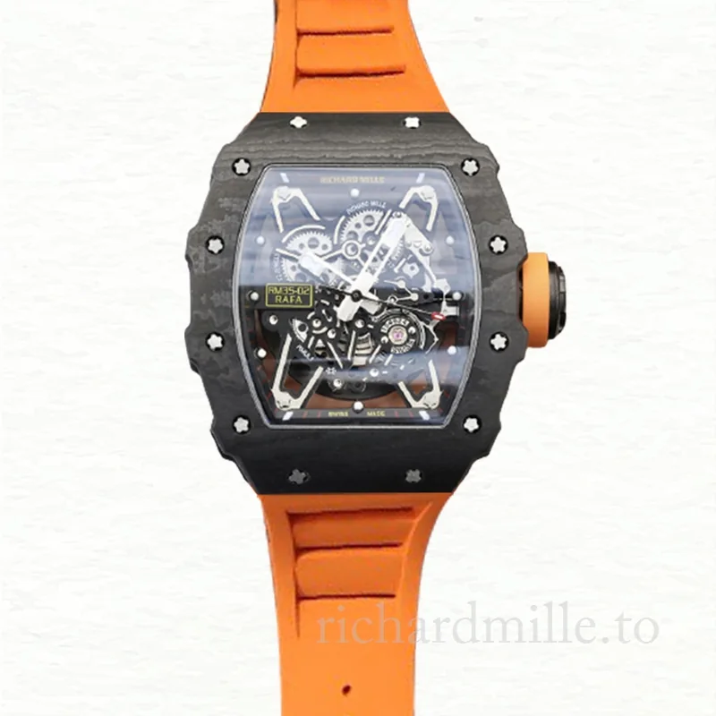 Richard Mille RM35-02 Mechanical Men Rubber Band Watch Transparent Dial