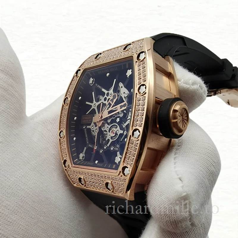 Richard Mille RM035 Mechanical Men Transparent Dial Rubber Band