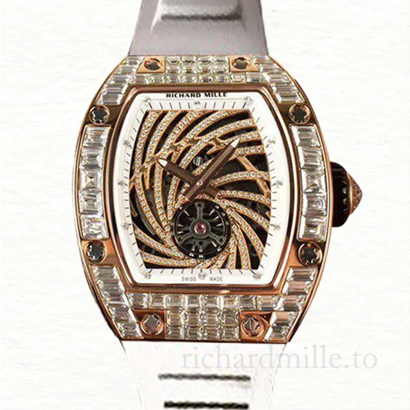 Richard Mille RM51-02 Mechanical Ladies Watch Transparent Dial Diamond Bezel