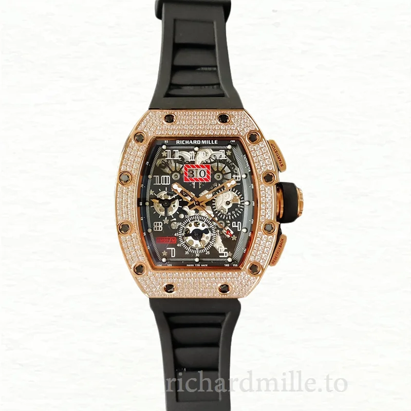 Richard Mille RM011 Mechanical Men Watch Rubber Band Diamond Bezel
