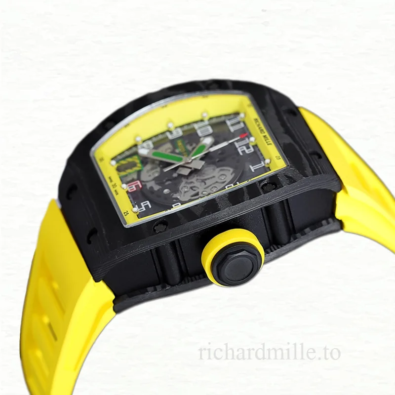 Richard Mille RM 005 Men Automatic Carbon Fiber Transparent Dial Rubber Band