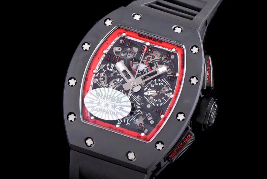 Richard Mille Replica RM 011 Black Rubber Strap