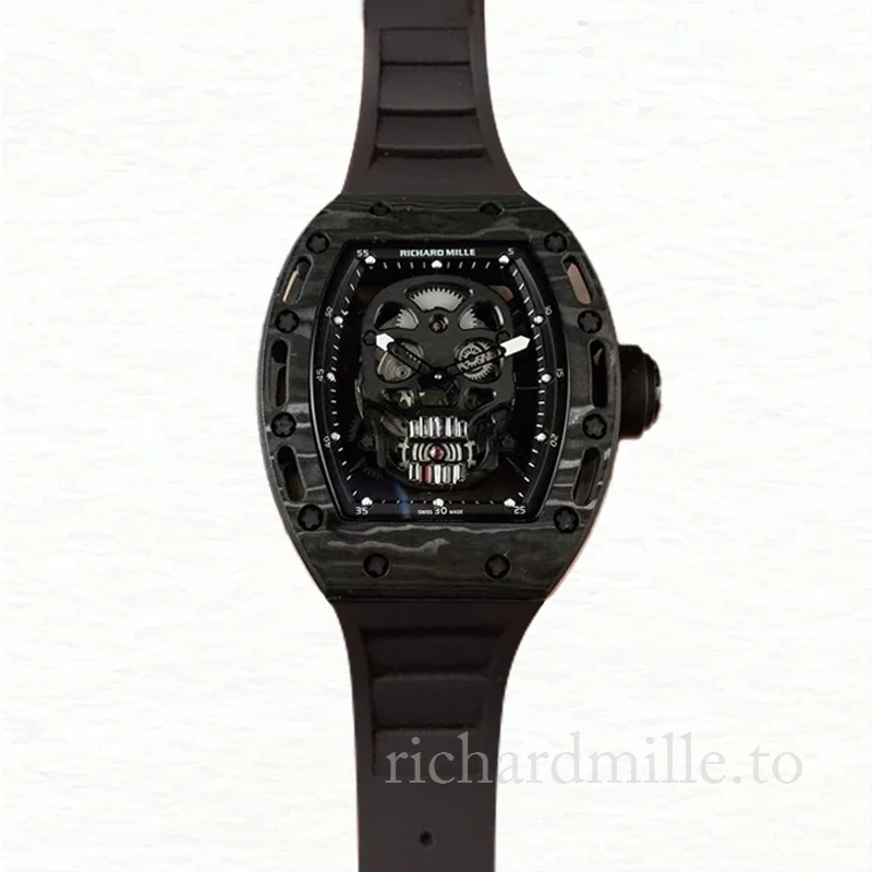 Richard Mille RM052 Men Mechanical Watch Black Skull Dial