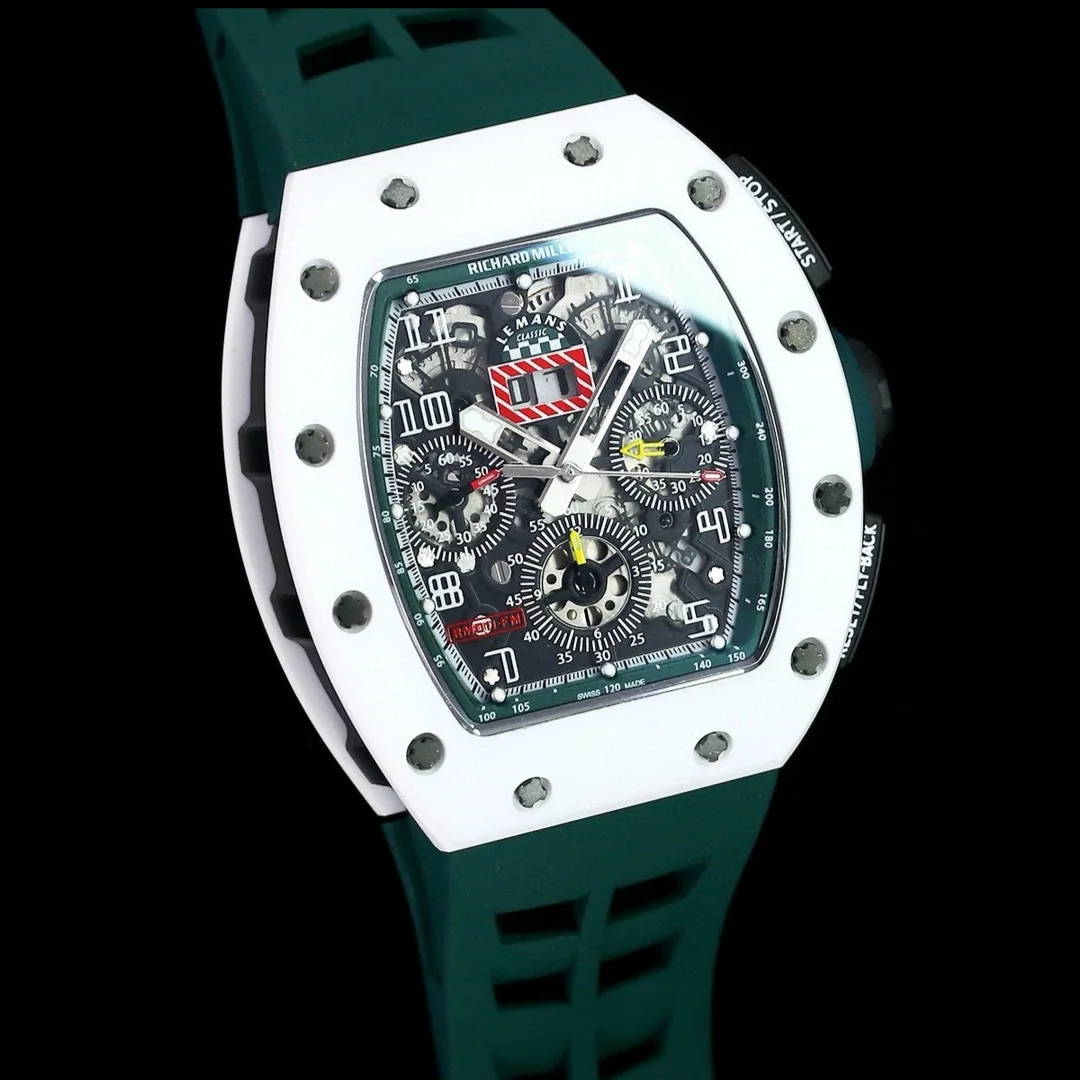 Luxury Replica Richard Mille RM 011 Massa Flyback Chronograph – Swiss Movement, Green Rubber Strap
