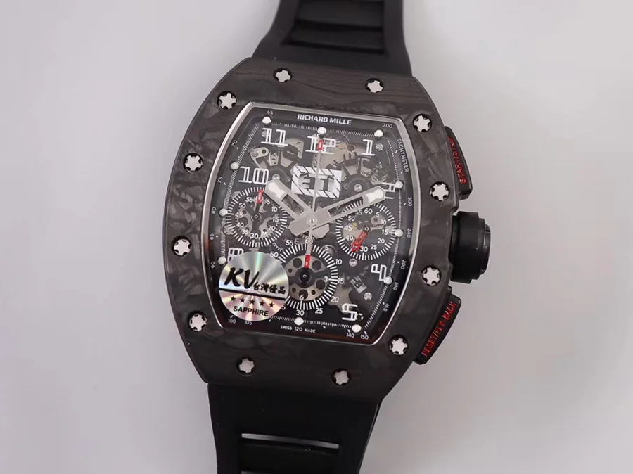 Richard Mille Replica RM 011 Black Strap Black Dial