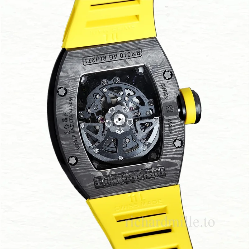 Richard Mille RM 005 Men Automatic Carbon Fiber Transparent Dial Rubber Band