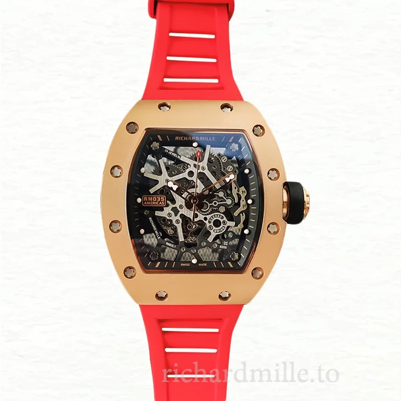 Richard Mille RM35 Mechanical Men Rubber Band Skeleton Dial Watch