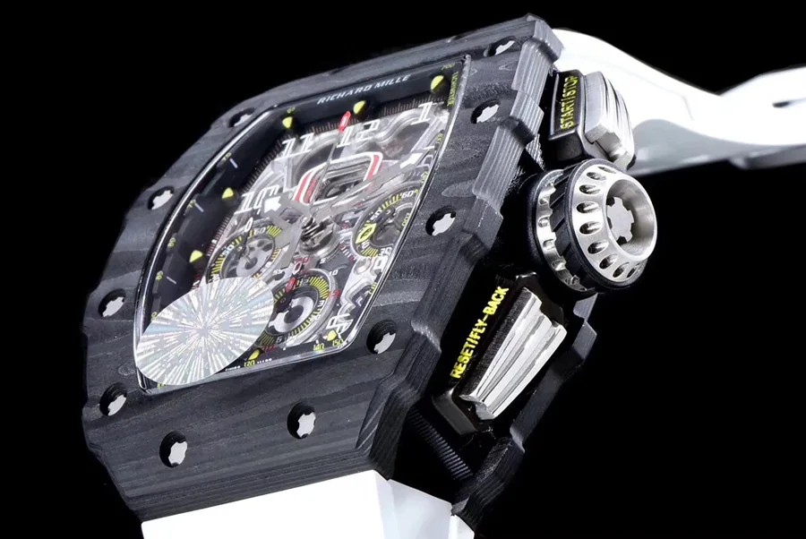 Richard Mille Replica RM 011 White Strap Carbon Fiber Bezel