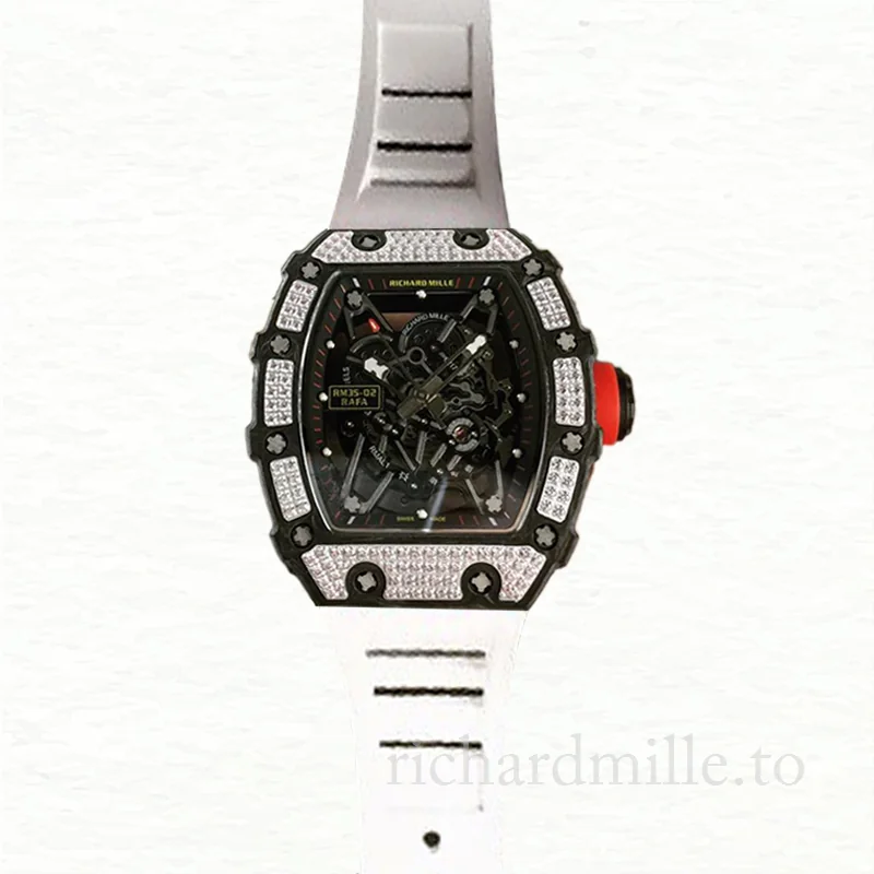 Richard Mille RM35-02 Mechanical Men Rubber Band Diamond Bezel Watch