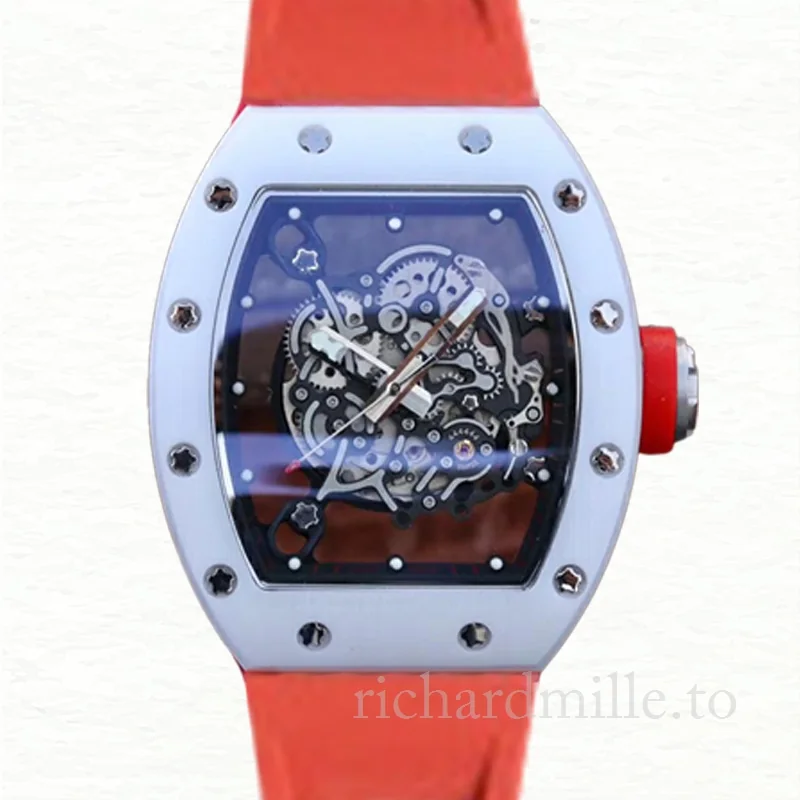 Richard Mille RM055 Men Mechanical Ceramics Bezel Rubber Band