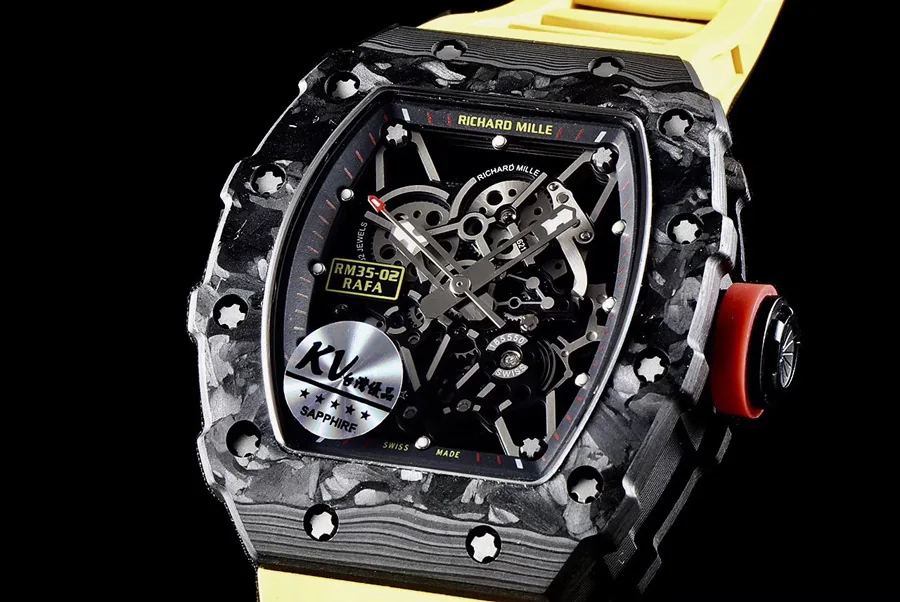 Richard Mille Replica RM 35 Yellow Imported Rubber Strap
