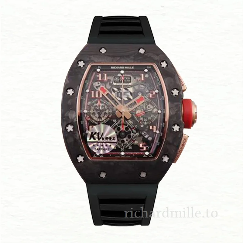 Richard Mille RM 011 Rubber Band Men's Transparent Dial Black
