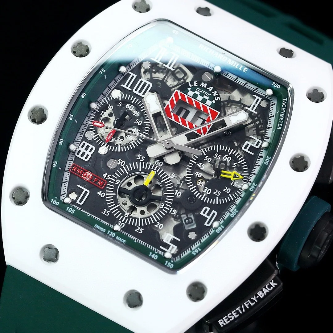 Luxury Replica Richard Mille RM 011 Massa Flyback Chronograph – Swiss Movement, Green Rubber Strap