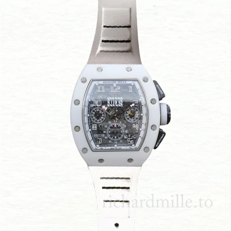 Richard Mille RM011 Automatic Men Rubber Band Ceramics Bezel Watch