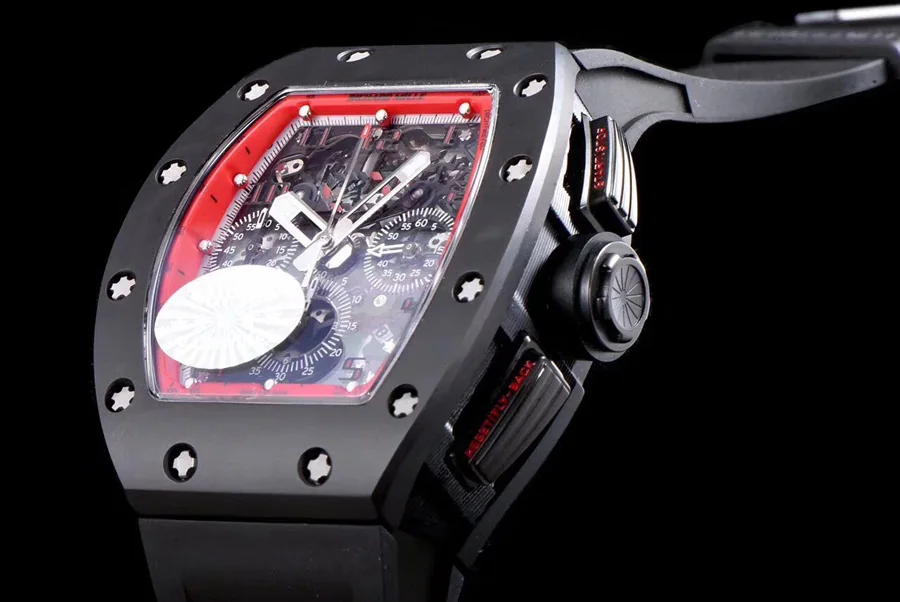 Richard Mille Replica RM 011 Black Rubber Strap