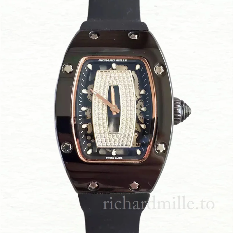 Richard Mille RM07-01 Automatic Ladies Black With Diamonds Dial Ceramics Bezel Watch