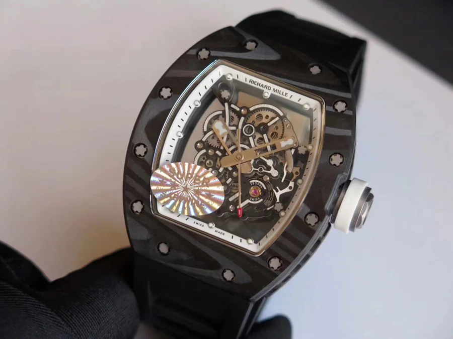Richard Mille Replica RM 055 Black Rubber Strap White Inner Shadow