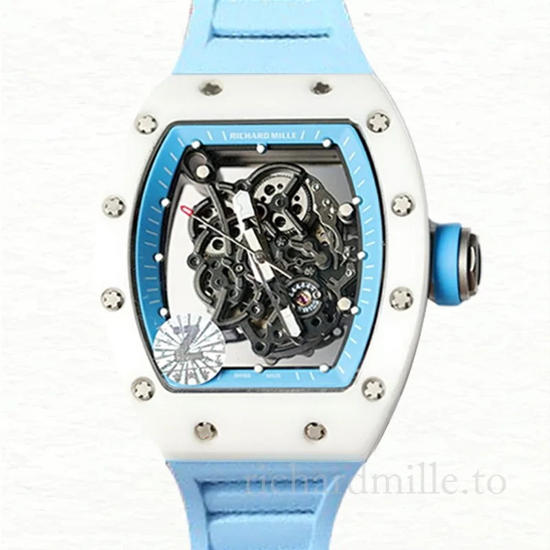 Richard Mille RM055 Men Mechanical Watch Rubber Band Transparent Dial