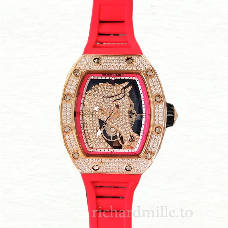 Richard Mille RM52-02 Men Mechanical Watch Horse Dial Diamond Bezel